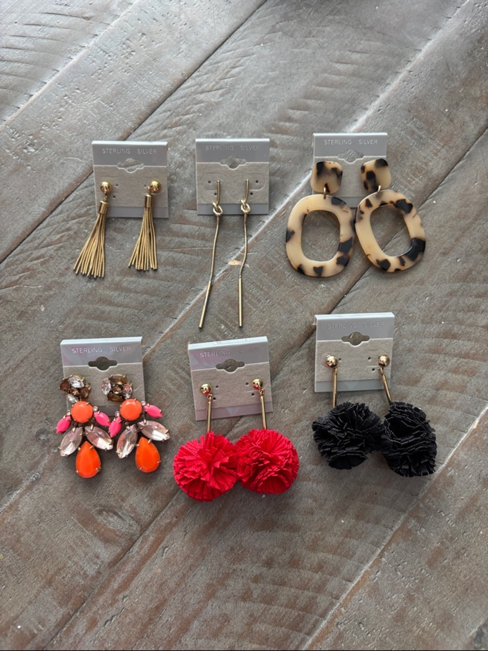 J. Crew Stella and Dot Ann Taylor  Pom-Pom Drop Earrings 6 pairs